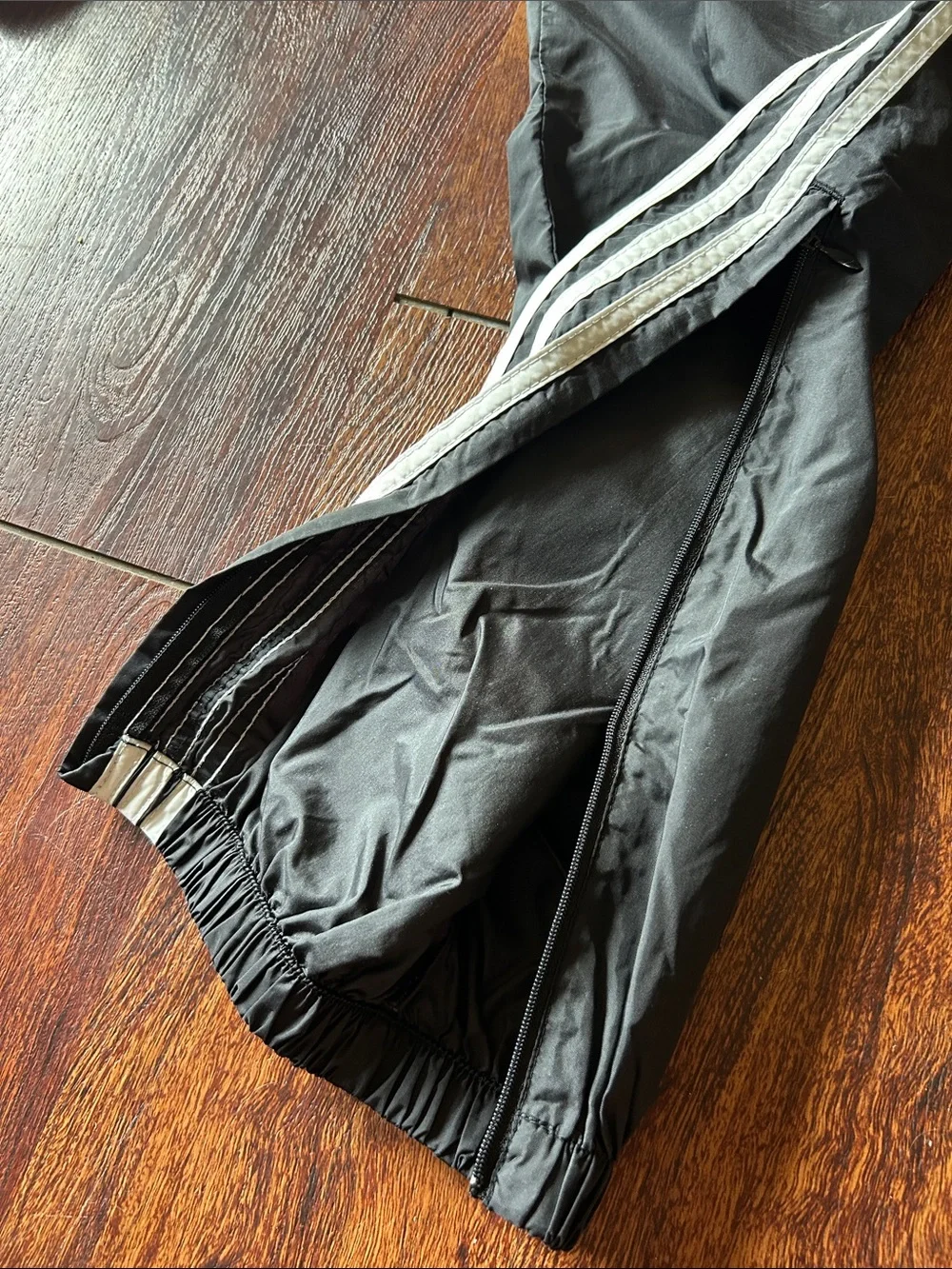 Y2K adidas Black Joggers with White Side Stripes